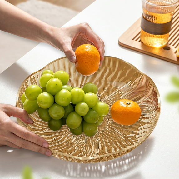 Kumdkd Premium Fruit & Snack Tray - Elevated Plastic Dessert Platter with Drainage for Kitchen & Party, Gold