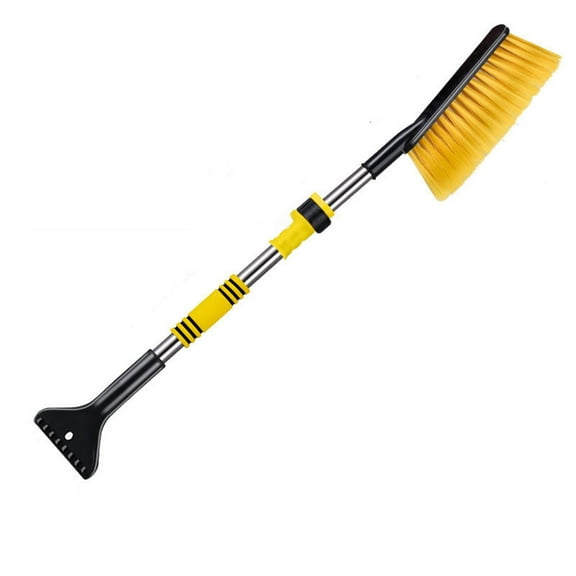Kumdkd Retractable Windshield Snow Scraper, Adjustable Car Window Ice Scraper with Brush and Shovel Head, Extendable Snow Removal Tool for Winter, 28-33 Inch