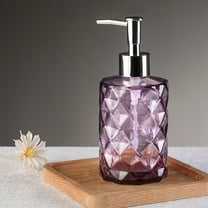 Kumdkd Rhombus Glass Soap Dispenser - 7"x2.7" Press Pump Bottle for Hand Soap & Shampoo (7 Colors)
