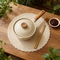 thumbnail image 1 of Kumdkd Round Woven Placemat, 14.96 Inch White Polyester Washable Heat Resistant Table Mats, Non-Slip Dining Table Mats for Kitchen, Indoor Outdoor Use, 1 of 6
