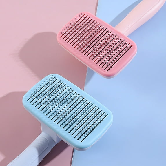 Kumdkd Self-Cleaning Deshedding Brush for Dogs & Cats – Gentle Grooming Tool with Stainless Steel Pins, 3 Colors, Lightweight (Blue, 9x5cm)