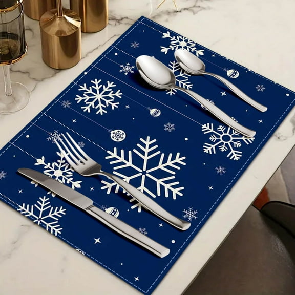 Kumdkd Set of 4 Christmas Placemats, Festive Holiday Table Mats 12x18 Inch for Dining Table Decor, Washable Xmas Table Setting & Home Kitchen Decorations