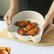 Kumdkd Silicone Baking Pan Tray, Non-Stick Oven Air Fryer Tray, Heat Resistant Microwave Safe Dish for Cooking & Roasting, White, 7.28x6.89x1.77 inches