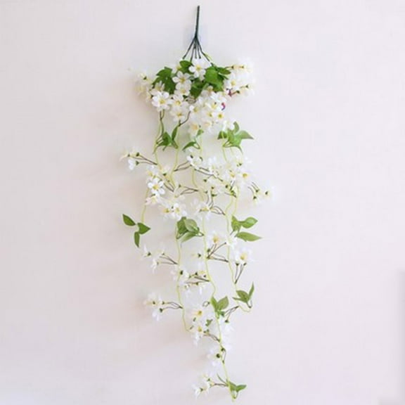 Kumdkd Simulated Jasmine Hanging Vine 39.37in, Artificial False Flower for Wall Basket Decor, Silk Fake Plant for Living Room, Wedding Ceremony, Indoor Decoration