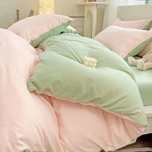 Kumdkd Soft & Durable 4-Piece Bedding Set - Breathable Fabric, Double-Sided Style, Fade-Proof, Machine Washable, Ideal for Dormitories, Guest Rooms, or Everyday Use