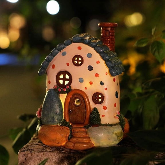 Kumdkd Solar Powered Resin Garden House Lamp, Waterproof Outdoor Decorative Light for Pathway, Balcony, or Yard, Automatic Night-Time LED Illumination, Eco-Friendly Landscape Lighting