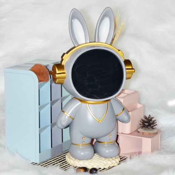 Kumdkd Space Rabbits Astronaut Coin Bank - One-Way Saving Mechanism with Cosmic Design - Multi-Purpose Decor & Piggy Bank - 10.63x7.09x5.91in