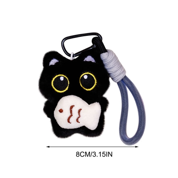 Kumdkd Squeaky Big-Eyed Plush Keychain, Adorable Black & White Stuffed Animal Toy Doll Pendant for Backpack, Keys, or Gift Decoration - Soft Hanging Ornament with Sound