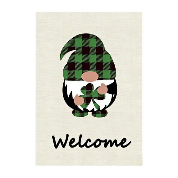 Kumdkd St. Patrick's Day Garden Flag, 12.6x18.5in Green Polyester Irish Yard Flag, Double-Sided Outdoor Decoration for Porch, Patio, Festival & Party