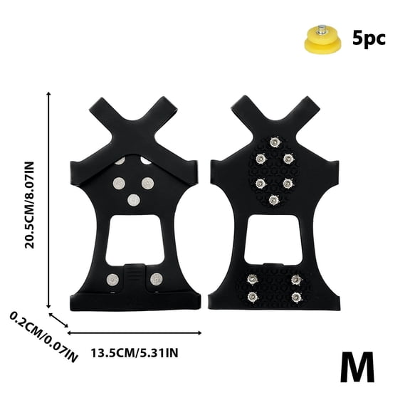 Kumdkd TPE Rubber Anti-Slip Ice Cleats with Manganese Steel Spikes - Universal Fit Traction Grips for Shoes & Boots on Ice, Snow, Slippery Terrain