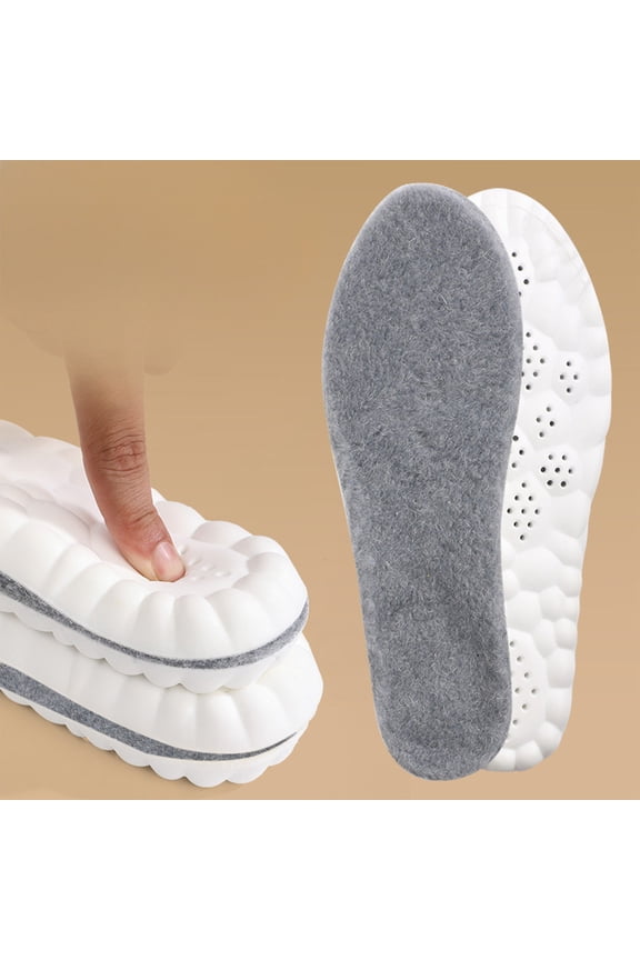 Thermal Wool Insoles for Winter Boots, Warm Cushion Insoles with Airflow Vents, High Resilience Cold Weather Insoles for Hiking Shoes & Work Boots, Trim-to-Fit Design (Pair)