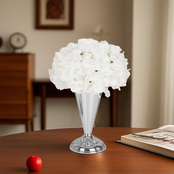 Kumdkd Trumpet Floral Centerpiece Riser Stand for Wedding Reception Centerpieces Party Event Anniversary Birthday Decoration Flower Arrangement Pack of 1, Silver 9.8in