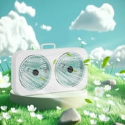 Kumdkd Twin Window Fan with 2-Speed Settings, 15.8"×8.3" Window Fan with Adjustable Expanders, Quiet for Home, Office & Kitchen
