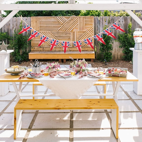 Kumdkd USA Flag Decorations for 4th of July - Set of 12 Patriotic Nylon Hanging Flags with String for Fireplace, Wall, Party & Outdoor Memorial Day Decor