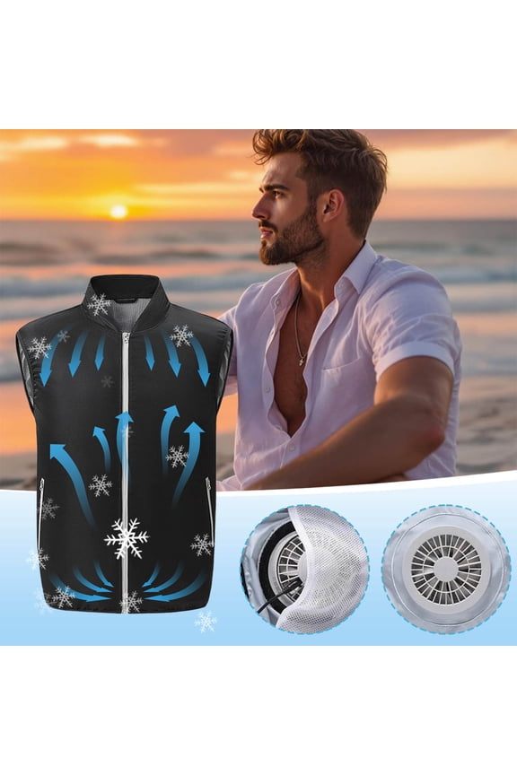 USB Fan Cooling Jacket for Men & Women - Portable AC Vest with Dual Fans & UPF 50+ Sun Protection (2025 Summer Edition, 2 Fans Included)