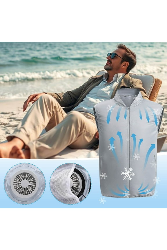 USB Fan Cooling Jacket for Men & Women - Portable AC Vest with Dual Fans & UPF 50+ Sun Protection (2025 Summer Edition, 2 Fans Included)