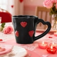 thumbnail image 1 of Kumdkd Valentine's Day Couple's Mug Set, His and Hers Black Ceramic Mugs with Heart Design, Romantic Gift for Boyfriend Girlfriend, Anniversary or Wedding Gift, 13.4 oz Glossy Finish Coffee Cup Pair, 1 of 6
