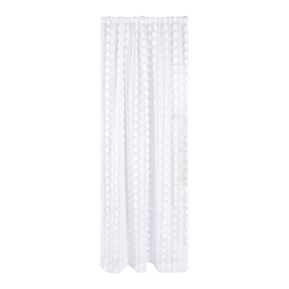 Kumdkd Voile Sheer Curtains 52x108in, White Embroidered Striped Sheer Drapes for Living Room & Bedroom, Lightweight Transparent Window Panels for Sliding Glass Door - 1 Panel