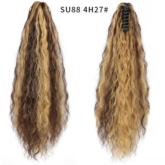 Kumdkd Water Wave Ponytail Wig with Clip, Heat Resistant Synthetic Hair Extension, Natural Looking Fake Braid for Daily Party Hairstyle, Easy to Wear Ponytail Extension