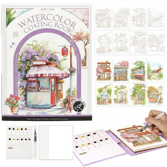 Kumdkd Watercolor Painting Kit for Adults Beginners, Stress Relief Art Therapy Supplies with Foldable Watercolor Book, 5ml Paints, Brushes, Perfect for Spring, Easter, DIY Crafts, Relaxation Gifts