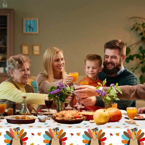 Kumdkd Waterproof Disposable Thanksgiving Tablecloth – Autumn Maple Leaf & Pumpkin Print for Holiday Parties, Buffets & Fall Gatherings