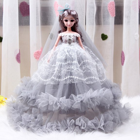 Kumdkd Wedding Dress Princess Doll - 17.7in Bride Toy with Movable Joints, Realistic Hairstyle & Makeup, Gift Box Included, Perfect for Girls' Play & Collecting