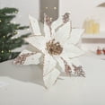 thumbnail image 1 of Kumdkd White Sequin Christmas Flower – 13.39" Velvet Luxury Holiday Decor for Tree, Mantel & Gift Wrapping, 1 of 6