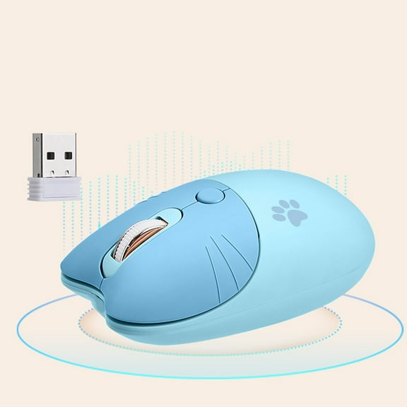 Kumdkd Women's Wireless Computer Mouse - Plug & Play with USB Receiver, Smart Sleep Mode, Comfortable Ergonomic Design - Compatible with Laptop/PC/Tablet (Blue/Pink)