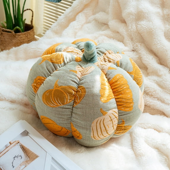 Kumdkd Yellow Pumpkin Throw Pillow - 8in Soft Fall & Halloween Decor for Couch, Bed, Office (Hypoallergenic Stuffed Plush, Machine Washable)