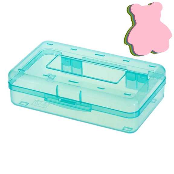 Kumdkdwn 1-Pack Stackable Polymeric Pencil Cases - Snap-Lock Stationery Organizers, Semi-Transparent Hard Shell Boxes for Scholastic Supplies & Desktop Curation
