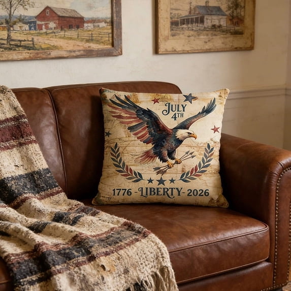 Kumdkdwn 250th Anniversary Patriotic Pillow Covers, 4th of July Statue of Liberty Decorative Cushion Cases 18x18in, No Insert Included