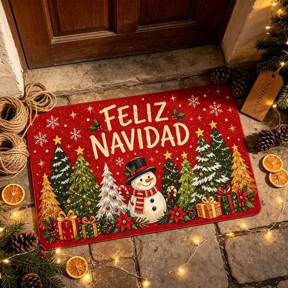 Kumdkdwn Christmas Floor Mat 23.6"X35.4" Soft Flannel Area Rug, Non-Slip Winter Holiday Carpet, Washable Festive Doormat for Living Room, Bedroom, Tree Skirt Decor