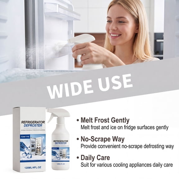 Kumdkdwn Freezer Defroster Spray – Fast‑Acting Refrigerator & Deep Freezer Ice Melting Agent (120 ml)