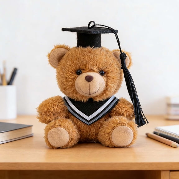 Kumdkdwn Graduation Teddy Bear, 5.9in Commemorative Graduation Toy, Ceremony Gift, with Cap & Gown, Soft Plush, for Girlfriend, Valentine's, Birthday, Keepsake