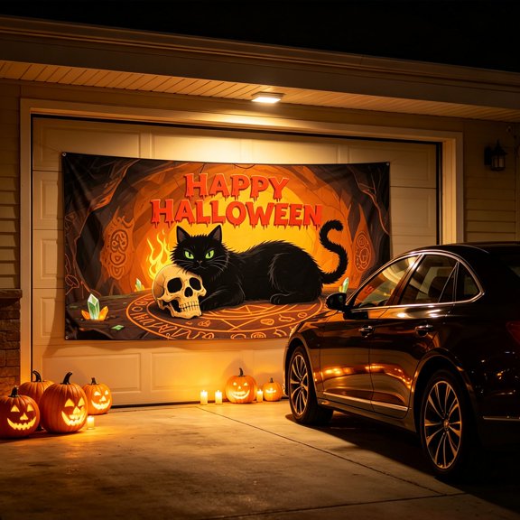 Kumdkdwn Halloween Garage Door Banner Scary Themed Large Hanging Flag for Outdoor Indoor Party Home Yard Wall Decor Spooky Cover