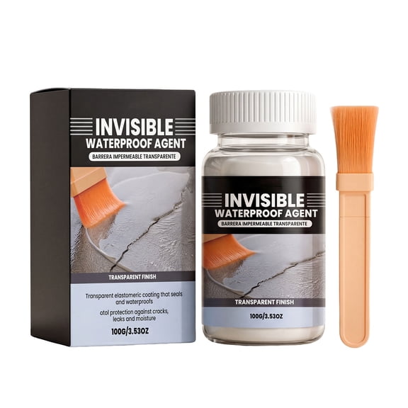 Kumdkdwn Invisible Waterproof Sealant, 100ml Clear Brush-On Waterproofing Agent, Stops Leaks on Roofs, Basements, Windowsills & RVs, Indoor/Outdoor Use, 1 Pack