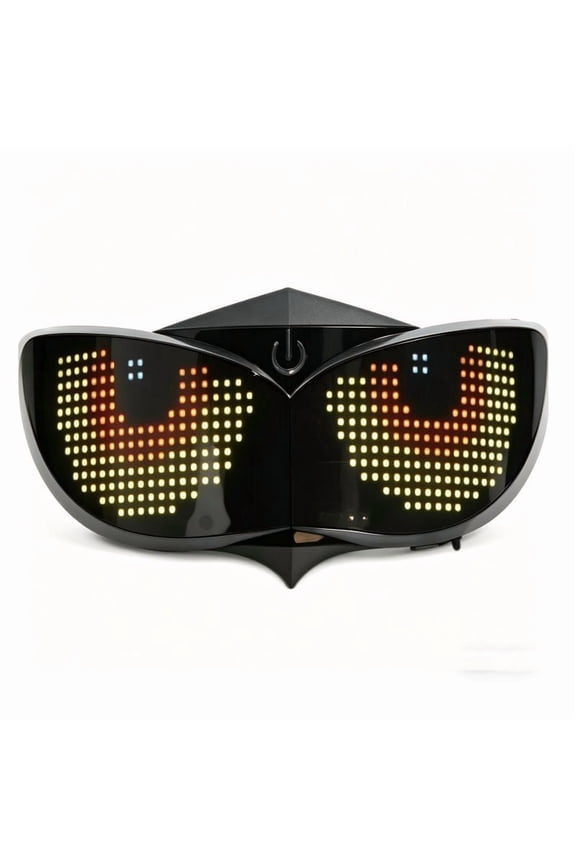 LED Light Up Mask, Rechargeable Pixel Face Mask with 20+ Animated Eye Effects, Adjustable Head Strap, for Halloween Rave Festival Cosplay Party, USB-C Charging, 6-8H Runtime