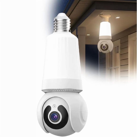 Kumdkdwn Light Bulb Camera Indoor 1080P, E26/E27 Socket Security Camera with Motion Detection, Two-Way Audio, Night Vision, WiFi Surveillance Camera for Home Monitoring