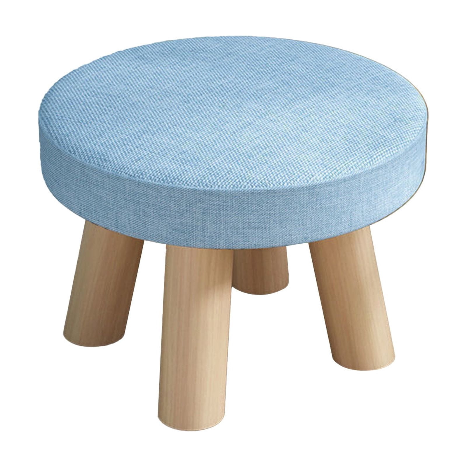 Kumdkdwn Modern Round Wooden Foot Stool with Soft Padded Seat – Small ...