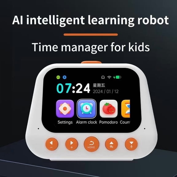 Kumdkdwn Smart Alarm Clock, Voice Activated with AI Assistant, Sleep Trainer, Night Light, Bluetooth Speaker, Educational Games, Parental App, Rechargeable