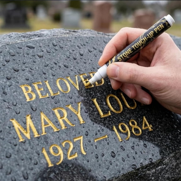 Kumdkdwn Tombstone Marker Pen for Restoring Faded Grave Inscriptions, Waterproof, Opaque Coverage, Fine Tip, for Gravestone Lettering, Granite, Marble, Limestone, 5.9in, Quick Dry, Non-Smudge
