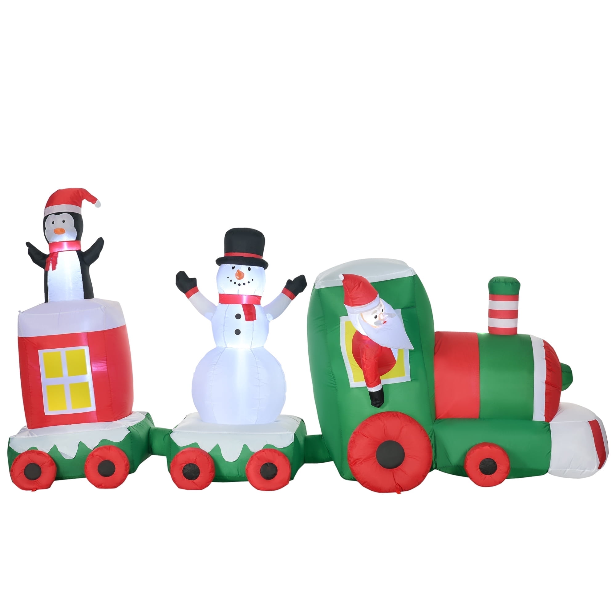 Kumix 11FT Christmas Inflatable Train with Santa, Snowman, and Penguin ...
