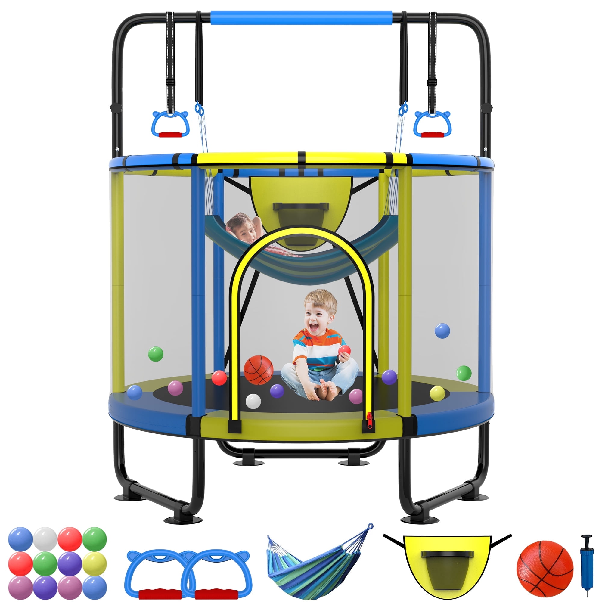 Kinder Trampolin Mit Spielzubehör - 60 Zoll Indoor/Outdoor Trampolin Für Kinder 3-8 Jahre