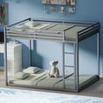 thumbnail image 1 of Kumix Bunk Bed Full over Full, Low Bunk Bed with Guardrails and Built-in Ladder, Metal Bunk Bed for Teens Adults, Full Bunk Beds Frame for Bedroom, Noise Free, Easy Assembly, Silver, 1 of 7