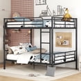 thumbnail image 1 of Kumix Bunk Bed Full over Full, Metal Full Bunk Beds for Teens Adults Convertible into 2 Bed with Safety Guard Rail & Ladder, Hold 600lb Bunk Bed for Guest Room, Noise Free, Black, 1 of 7