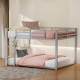 thumbnail image 1 of Kumix Full Over Full Bunk Bed, Metal Bunk Bed Frame with Safety Guardrail, Low Bunkbed Frame for Teens Adults, Save Space, No Box Spring Needed, Silver, 1 of 6