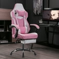 thumbnail image 1 of Kumix Gaming Chair with Footrest, High Back Gaming Chairs PVC Leather Ergonomic Gamer Chair with Adjustable Headrest Lumbar Support Racing Style Video Gaming Chair for Office/Home (Pink), 1 of 7