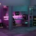thumbnail image 1 of Kumix Gaming Loft Bed with Desk, Multi-storage Shelves, LED and Charging Station, Wood Twin Size Loft Bed with Full-Length Guardrail and Ladder for Teens Adults, Twin Loft Bed Frame, Gray, 1 of 8
