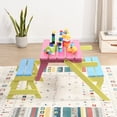 thumbnail image 1 of Kumix KID'S MULTI-FUNCTIONAL ARM CHAIR,TABLE+ 2 BENCHES (All-in-one)Blue+Pink, 1 of 7
