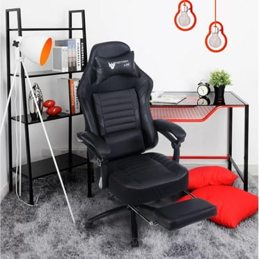 Kumix Seat Height Adjustable Swivel Racing Office Computer Ergonomic Video Game Chair, Black